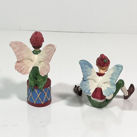 Lot Of 2 Avon Santa's Elves Collection Elf with Teddy Bear And Elf With Present - Picture 2 of 4